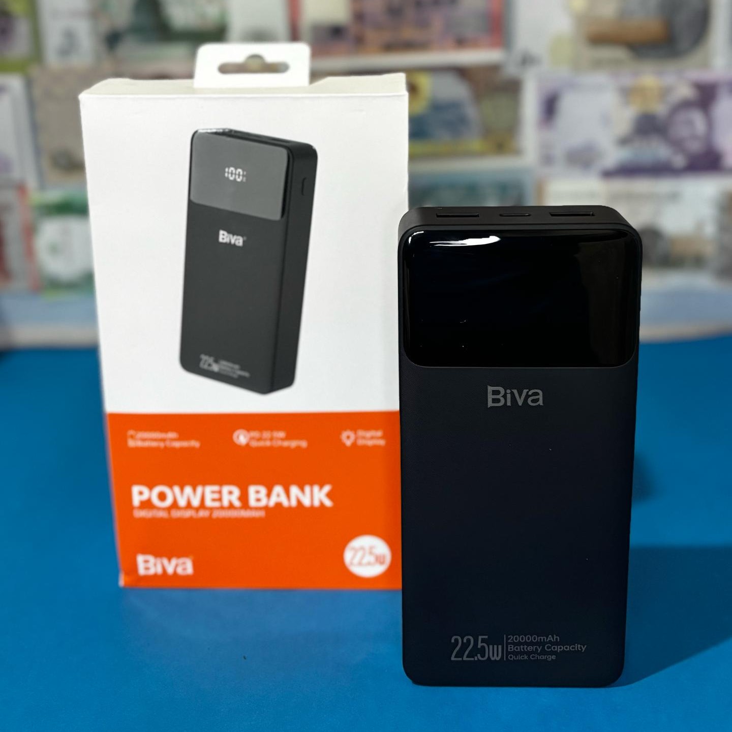 پاوربانک بیوا مدل BP019 ظرفیت 20000 میلی آمپرساعت فست شارژ ۲۲.۵ وات با نمایشگر دیجیتال