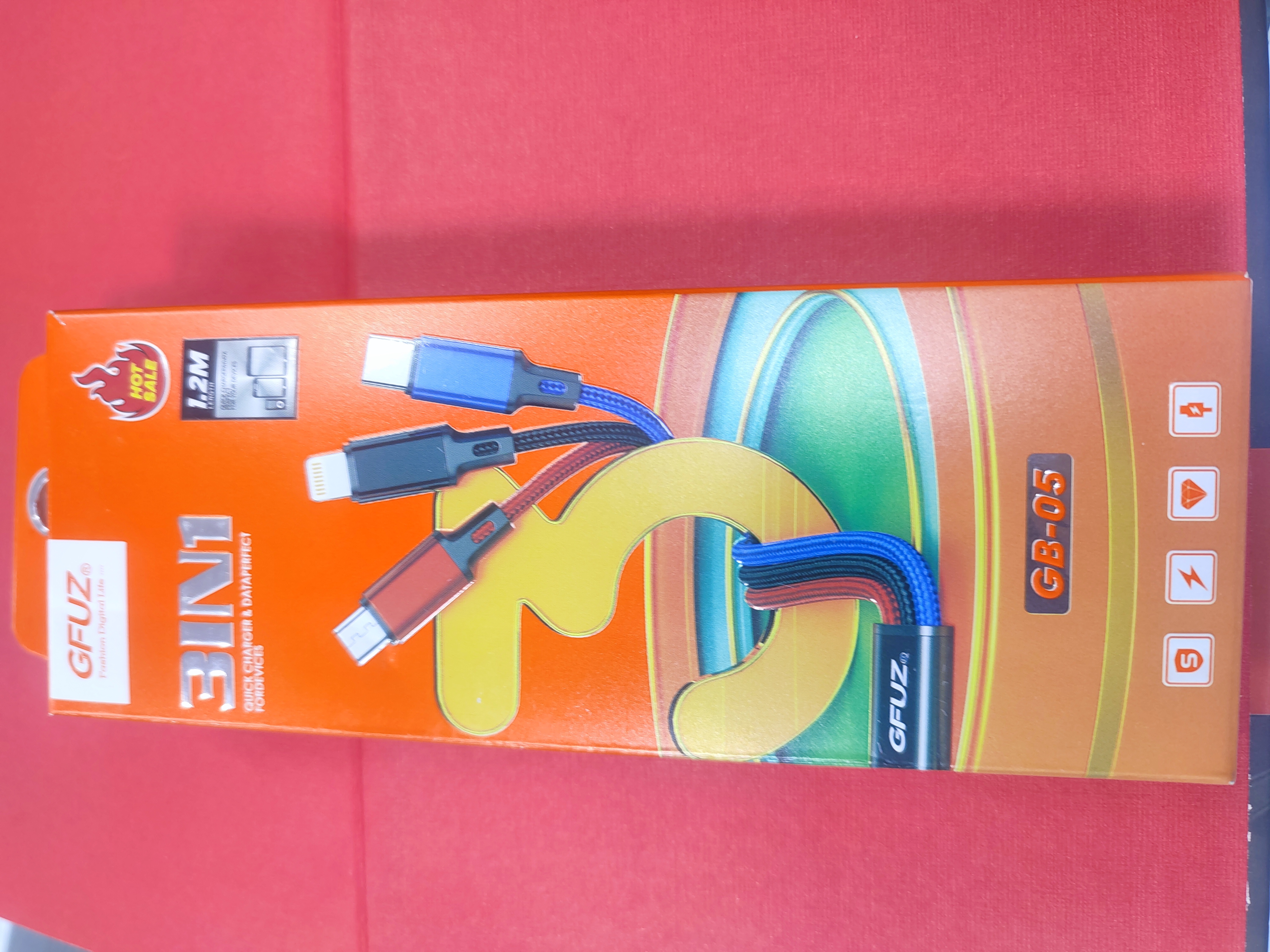 کابل شارژر3 کاره ( آیفون،تایپ سی،میکرو) برند GFUZ مدل GB-05
