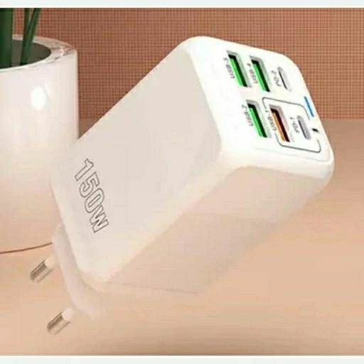 شارژر ۱۵۰ وات سوپر فست شارژ ۶ پورت مدل pkg091 دارای چراغ Led